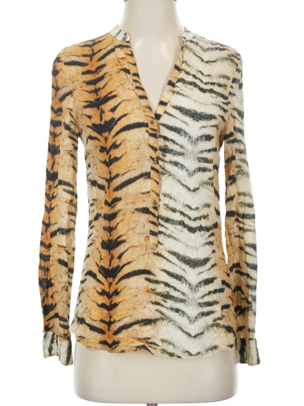 ZARA Tiger Animal Print Long Sleeve Shirt